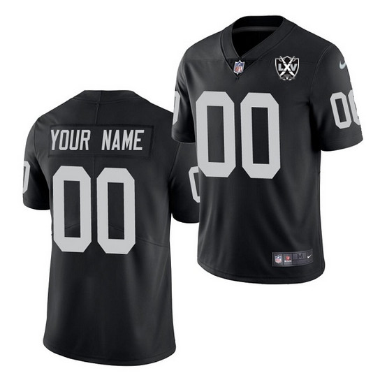 Women's Las Vegas Raiders Customized Black 2024 65th Anniversary Patch Vapor Limited Stitched Jersey(Run Small）